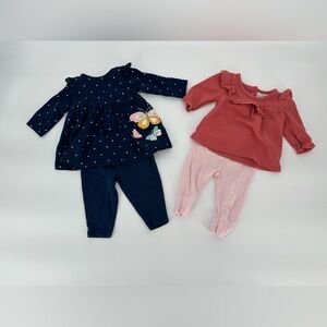 Baby Girl 0-3 Months Long Sleeve Outfit Lot Pink Blue Casual Winter Spring